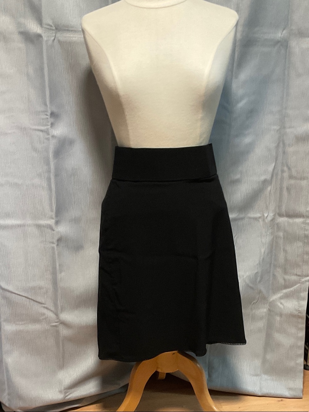 George Black A-Line Skirt with Elastic Waistband